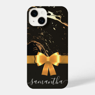 Schwarzer Marmor und Band iPhone 14 Hülle