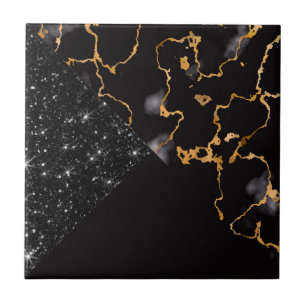 Schwarzer Marmor und Glitzer Fliese