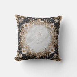 Schwarzer Marmor und Gold Floral Wedding Sticker Kissen