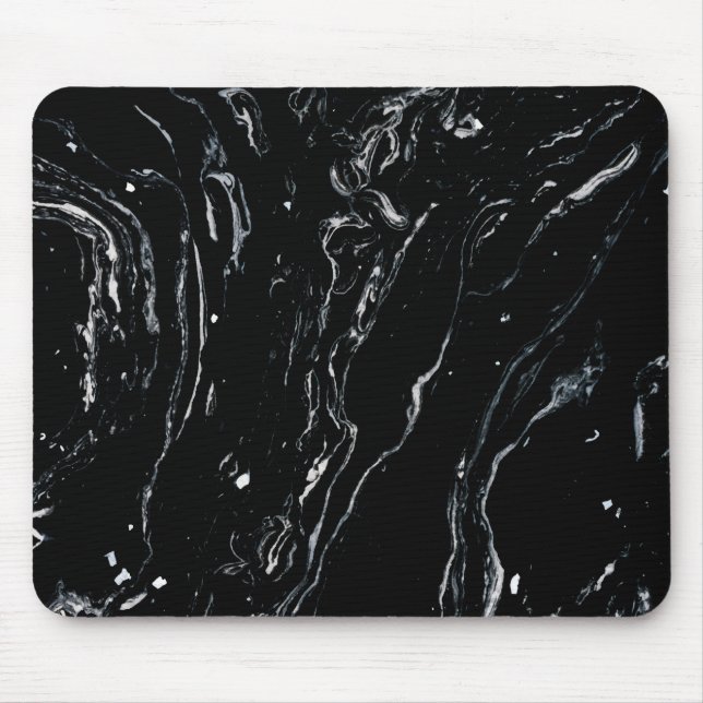 Schwarzer Marmorraum Mousepad (Vorne)