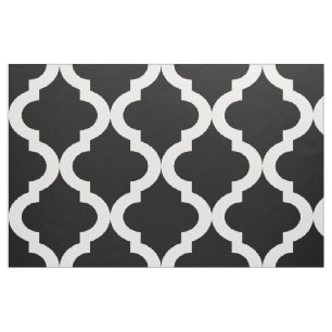 Schwarzer Marokkaner Quatrefoil Druck Stoff