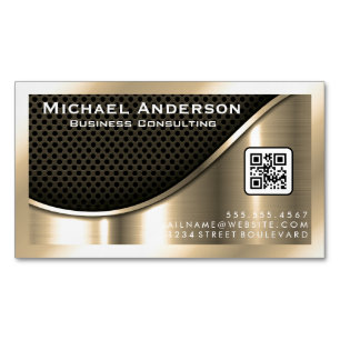 Schwarzer Mesh und metallisches Gold   QR-Code Magnetische Visitenkarte