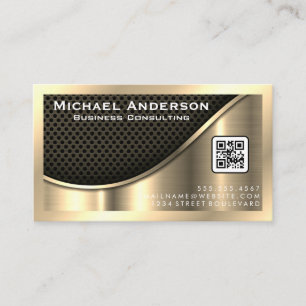 Schwarzer Mesh und metallisches Gold   QR-Code Visitenkarte