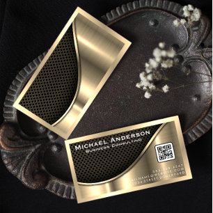 Schwarzer Mesh und metallisches Gold   QR-Code Visitenkarte