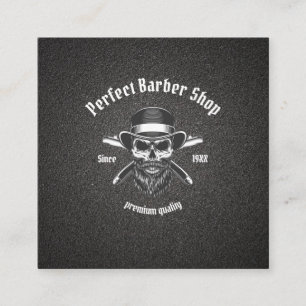 Schwarzer Metallbarsch Moderner Eleganter Barbersa Quadratische Visitenkarte