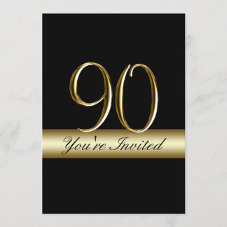 Schwarzer Metallgolddruck-90. Einladung