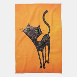 Schwarzer mexikanischer Tag der toten Katze Küchentuch