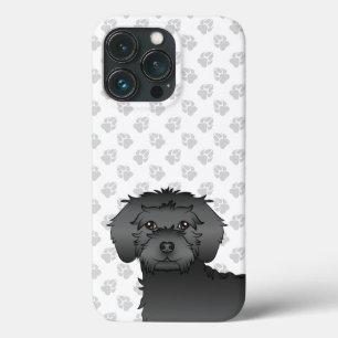 Schwarzer Mini Goldendoodle Süßer Cartoon-Hundekop Case-Mate iPhone Hülle