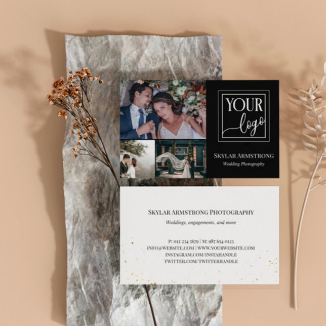 Schwarzer Minimaler Fotograf für Ihr Logo Visitenkarte (Von Creator hochgeladen)