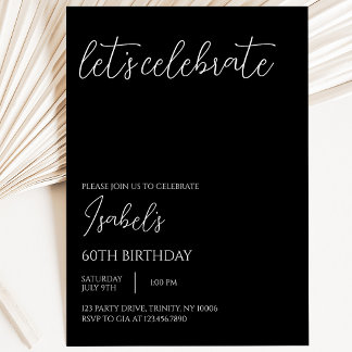 Schwarzer Minimalistischer Geburtstag Einladung