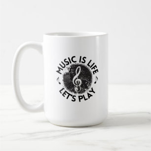 Schwarzer minimalistischer Musik-Kaffeebecher Kaffeetasse