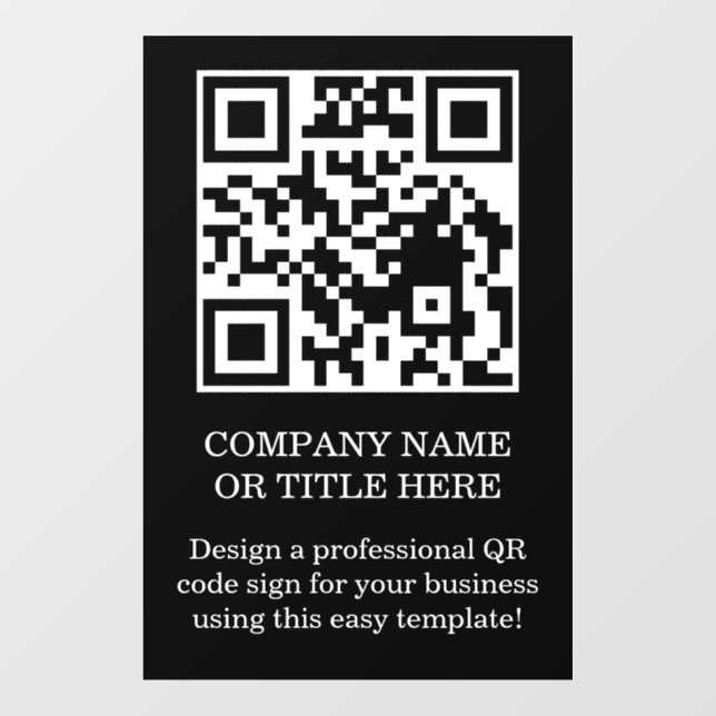 Schwarzer minimalistischer QR-Code-Fensteraufklebe Fensteraufkleber (Blatt)