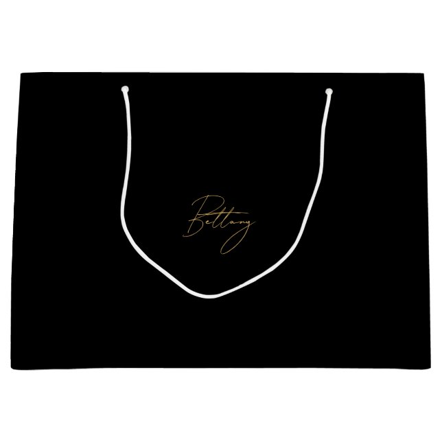 Schwarzer Minimalistischer und eleganter Name des  Große Geschenktüte (Vorderseite)