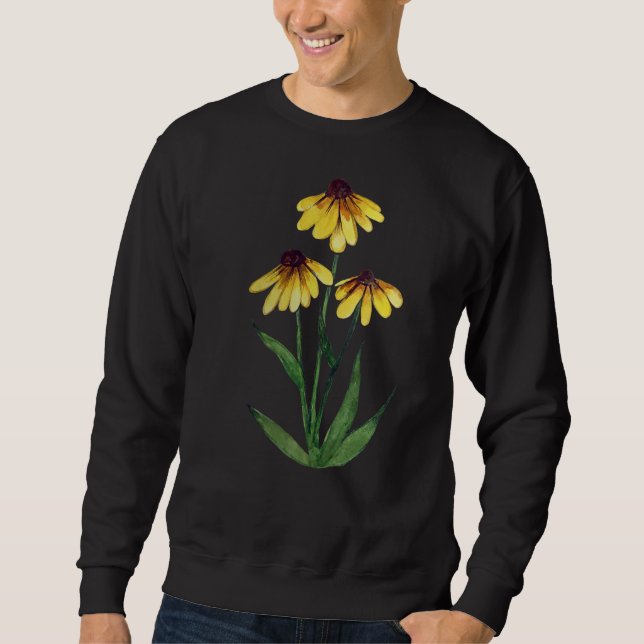 Schwarzer Mit Augen Susan Flower Garden Sweatshirt (Vorderseite)