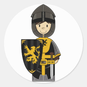 Schwarzer mittelalterlicher Ritter-Aufkleber Runder Aufkleber