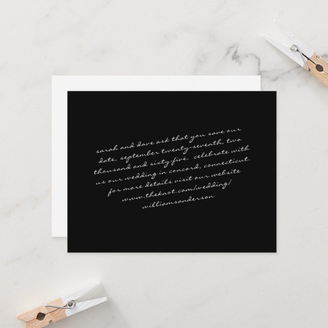 Schwarzer moderner Schrifttext nur Speichern Sie u (Vorderseite/Rückseite Beispiel)