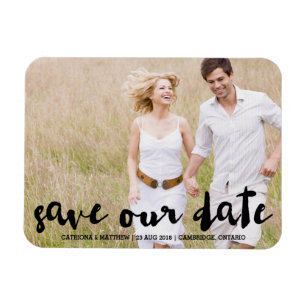 Schwarzer moderner Typografie Save-the-Date-Magnet Magnet