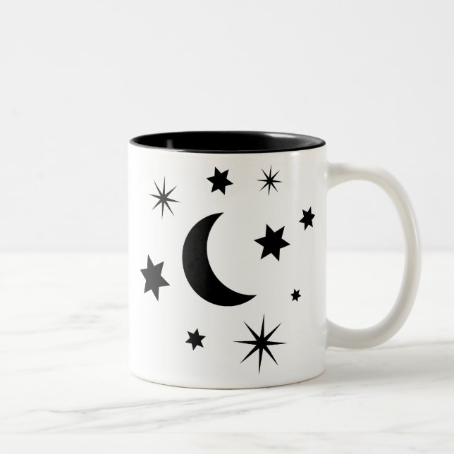 Schwarzer Mond u. Sterne Zweifarbige Tasse (Rechts)
