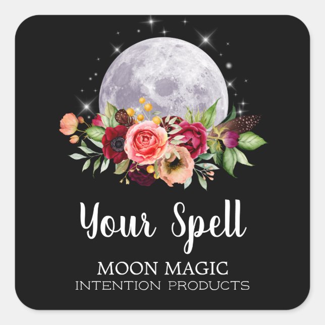 Schwarzer Mond und Sterne Zauber Jar Sticker (Vorderseite)