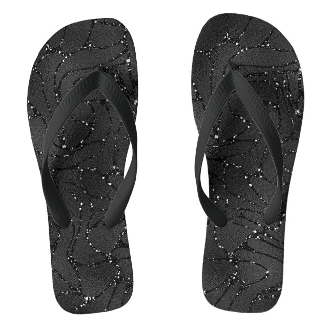 Schwarzer monochromatischer Glitterhintergrund Flip Flops (Fußbett)