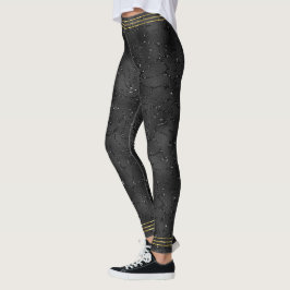Schwarzer monochromatischer Glitterhintergrund Leggings