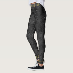 Schwarzer monochromatischer Glitterhintergrund Leggings