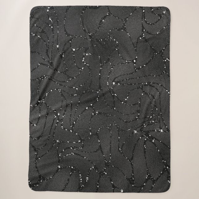 Schwarzer monochromatischer Luxus-Hintergrund Sherpadecke (Vorderseite)