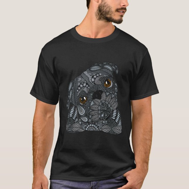 Schwarzer Mops 386 T-Shirt (Vorderseite)
