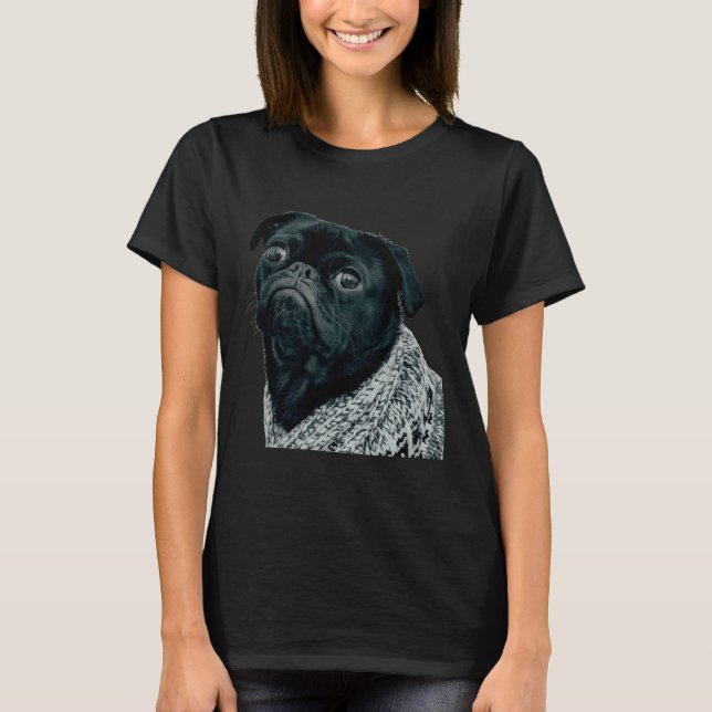 Schwarzer Mops 559 T-Shirt (Vorderseite)