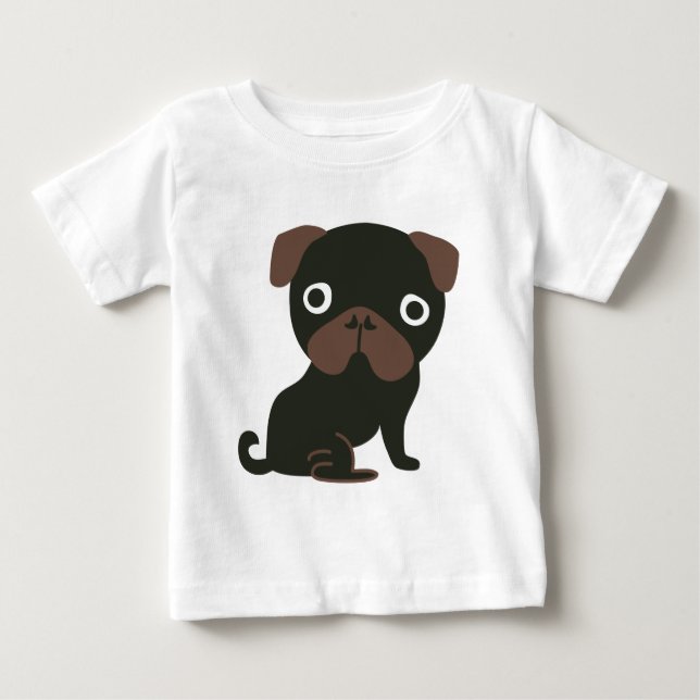 Schwarzer Mops Baby T-shirt (Vorderseite)