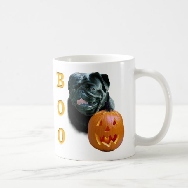 Schwarzer Mops Boo Kaffeetasse (Rechts)