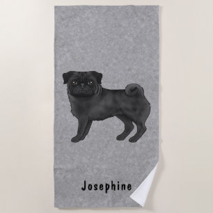 Schwarzer Mops Dog Niedlich Mops Hunde Rasse Desig Strandtuch