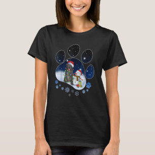 Schwarzer Mops Dow Paw Weihnachtsschneemann Xmas L T-Shirt