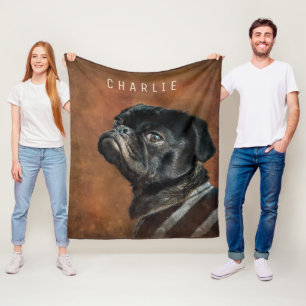 Schwarzer Mops Fleecedecke