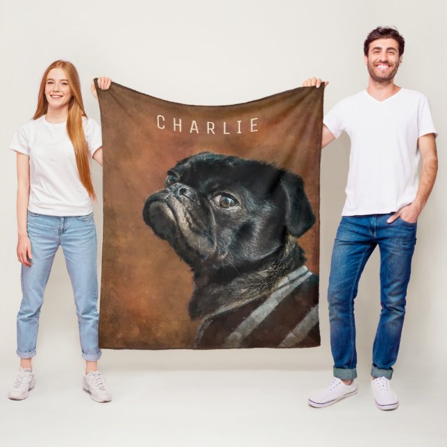 Schwarzer Mops Fleecedecke (Beispiel)