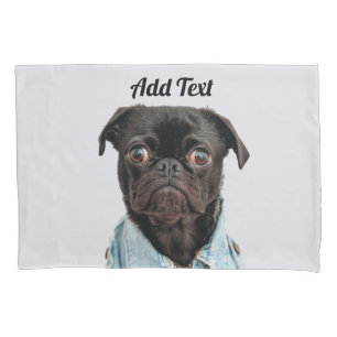 Schwarzer Mops-Hund addieren Text Kissenbezug