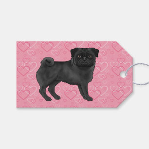 Schwarzer Mops Hund Cartoon Mops Rosa Liebe Herzmu Geschenkanhänger