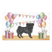 Schwarzer Mops Hund farbenfrohe Pastel Geburtstags