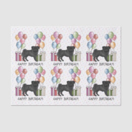 Schwarzer Mops Hund farbenfrohe Pastel Happy Birth Seidenpapier