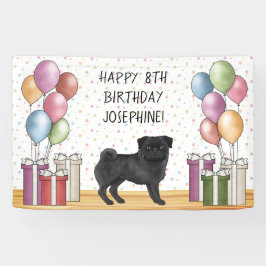 Schwarzer Mops Hund farbenfrohe Pastelle glücklich Banner