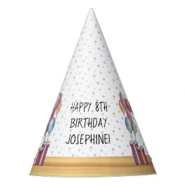 Schwarzer Mops Hund farbenfrohe Pastelle glücklich Partyhütchen