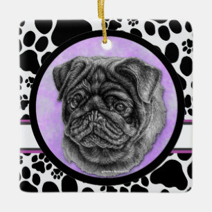Schwarzer Mops Hund Kunst, Glenda Harlan Keramikornament