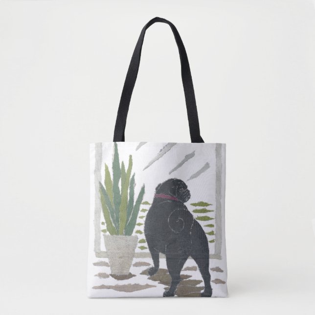 Schwarzer Mops, Hund, modern Tasche (Vorderseite)