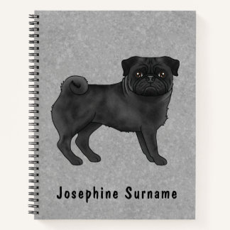 Schwarzer Mops Hund Niedlich Cartoon Hund Illustra Notizbuch