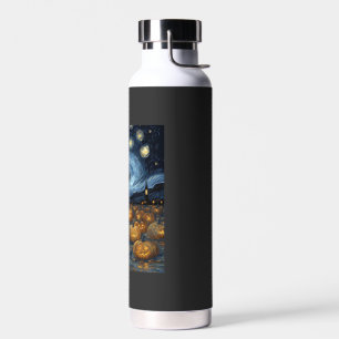 Schwarzer Mops-Hund von Van Gogh Sternennacht Hall Trinkflasche