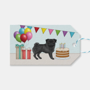 Schwarzer Mops-Hund wischt Hund farbenfrohen Alles Geschenkanhänger