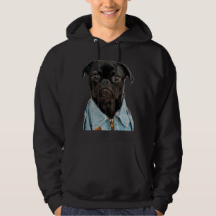 Schwarzer Mops in Jeans Sticker Classic T - Shirt