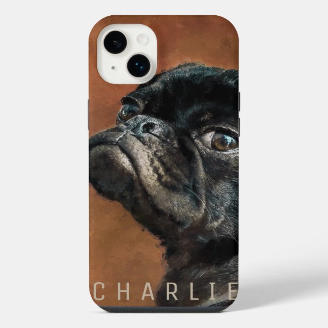 Schwarzer Mops iPhone 14 Plus Hülle (Rückseite)