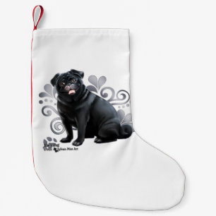 Schwarzer Mops Kleiner Weihnachtsstrumpf