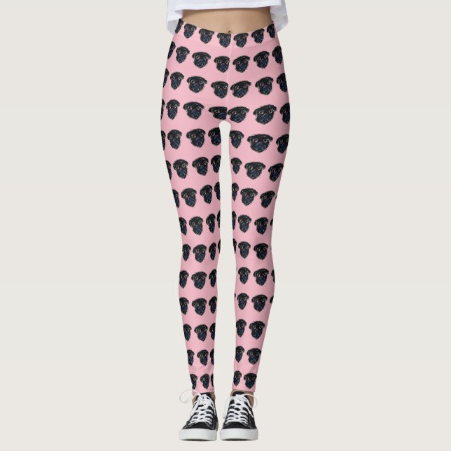 Schwarzer Mops Leggings (Vorderseite)